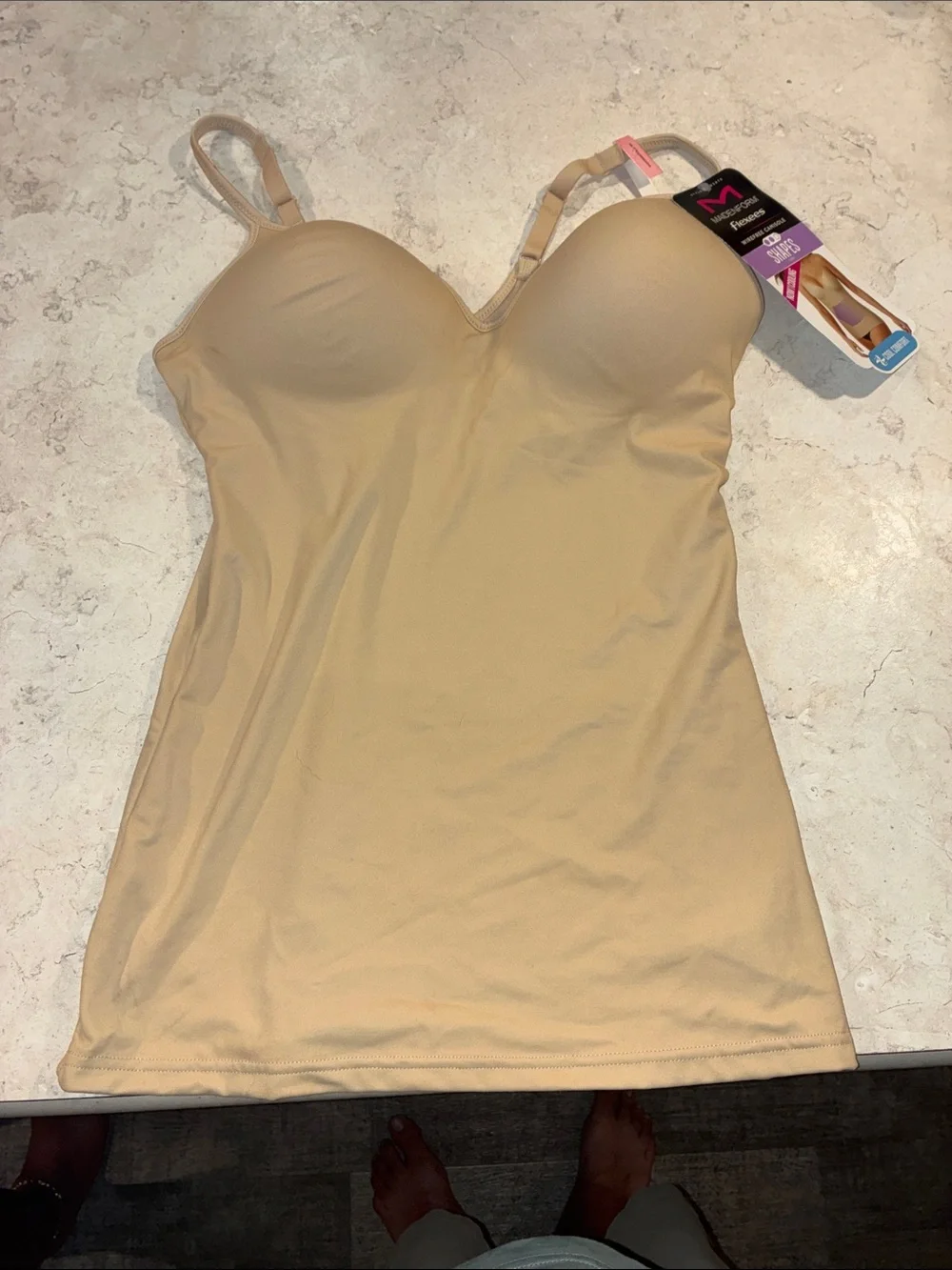 Maidenform Flexees Beige Nude Shaping Chemise with Built-In Cups
